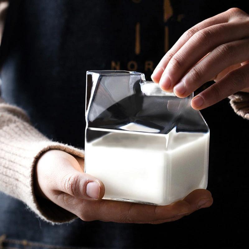 Mini Glass Milk Carton Cup