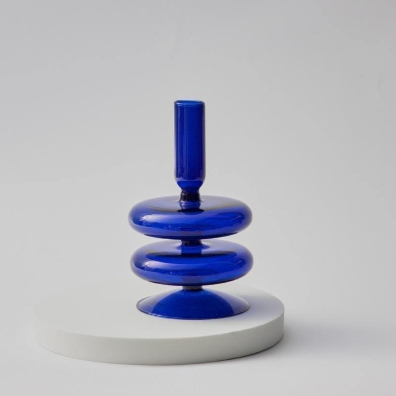 Blue Horizon Taper Glass Candle Stick Holders