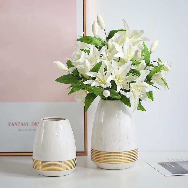 Gold Detail Marble Vase Large | Sage & Sill